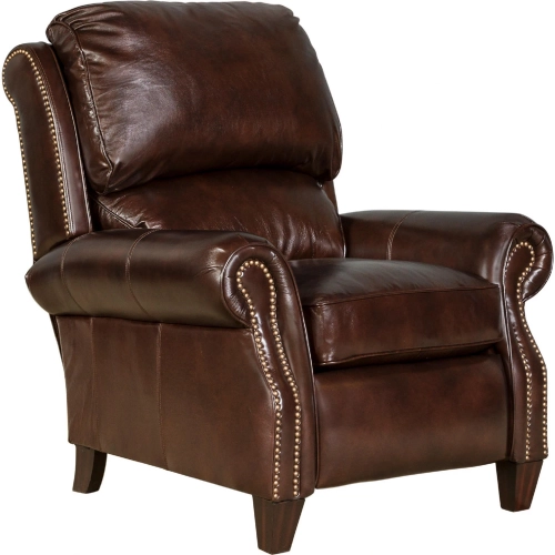 Churchill Manual Recliner in Top Grain Double Fudge Leather w/ Nailhead Trim